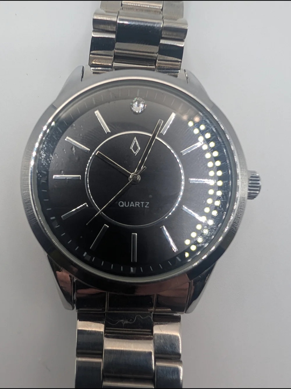 Nic & Syd Classic Apollo Men's Watch Silver Stainless Steel Black Dial Swarovski